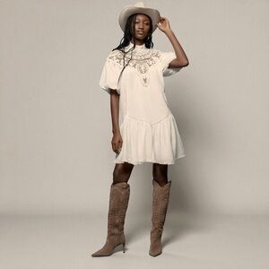 Anthropologie High neck lace tunic mini dress